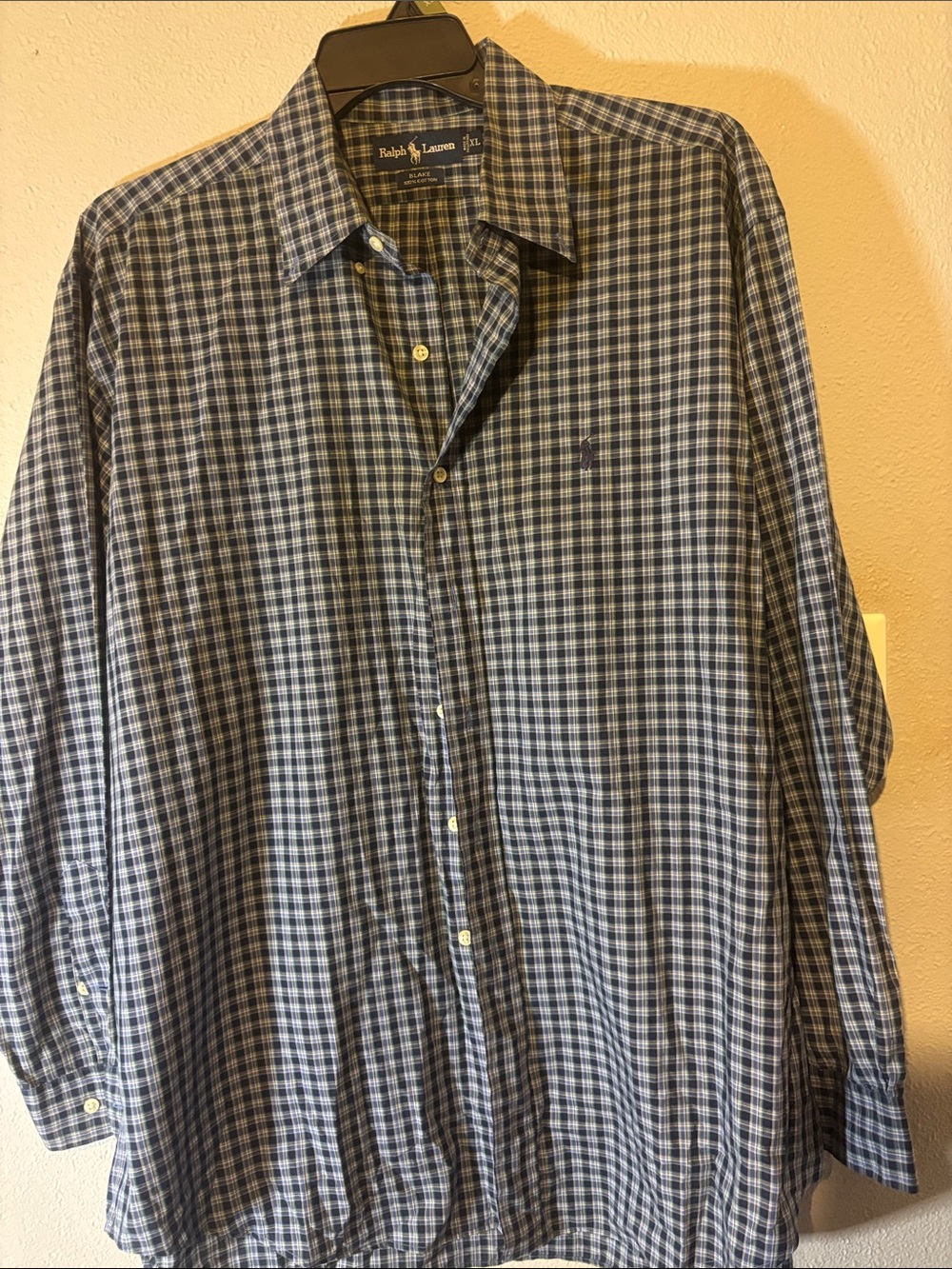 Ralph Lauren Men’s Navy and White Check Cotton Button-Down Shirt